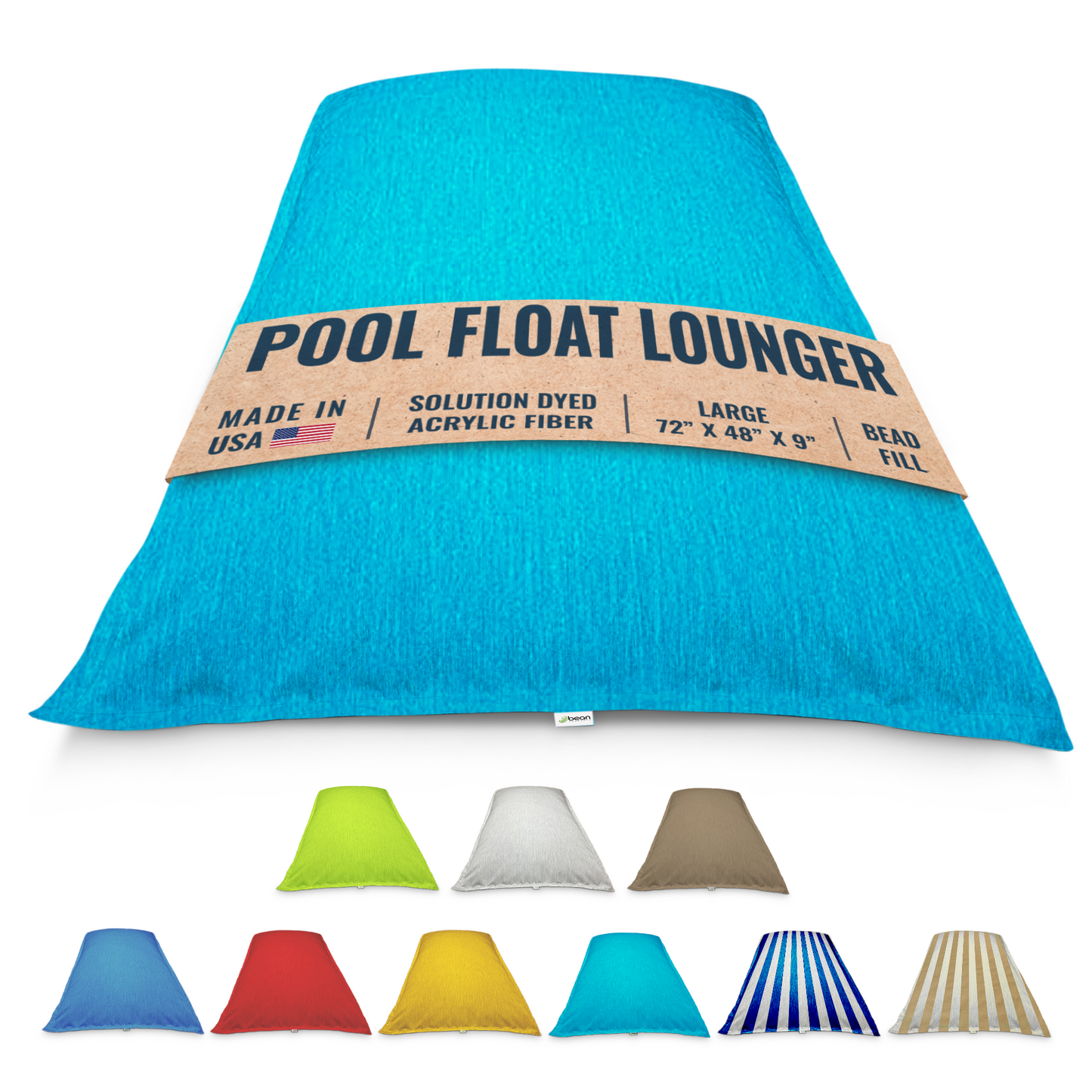 Pool Float Bean Bag Lounger - Extra Large No Air Inflation needed, Made in USA