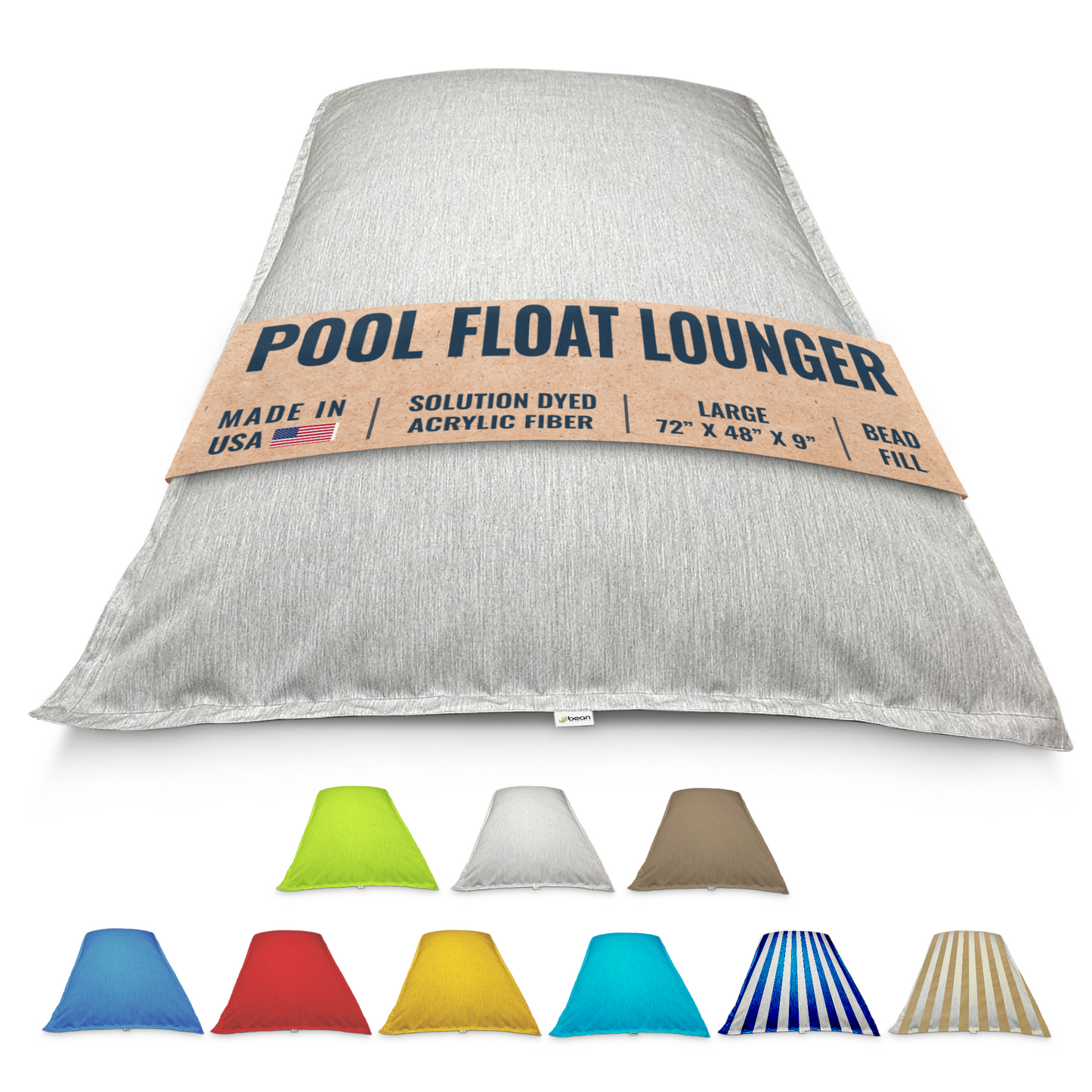 Pool Float Bean Bag Lounger - Extra Large No Air Inflation needed, Made in USA