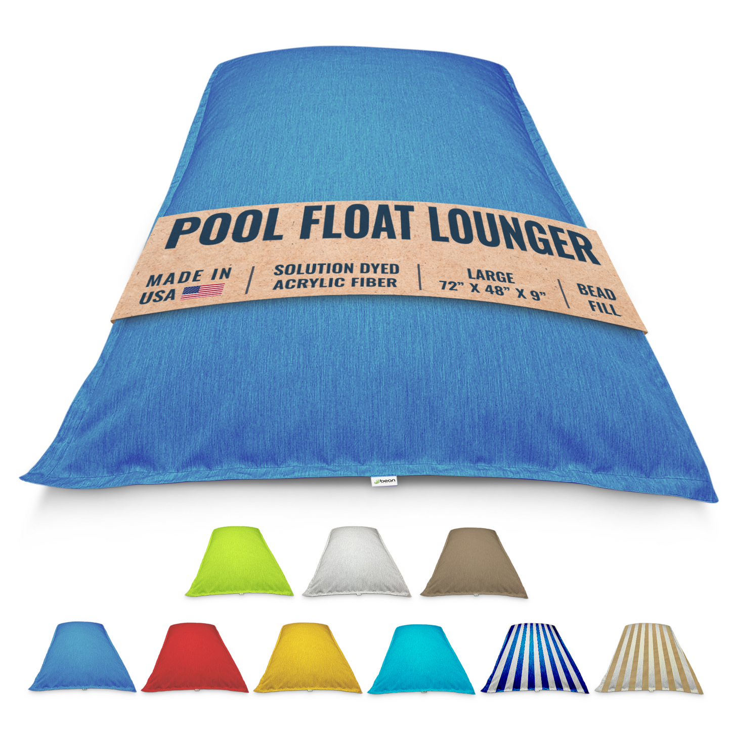 Pool Float Bean Bag Lounger - Extra Large No Air Inflation needed, Made in USA