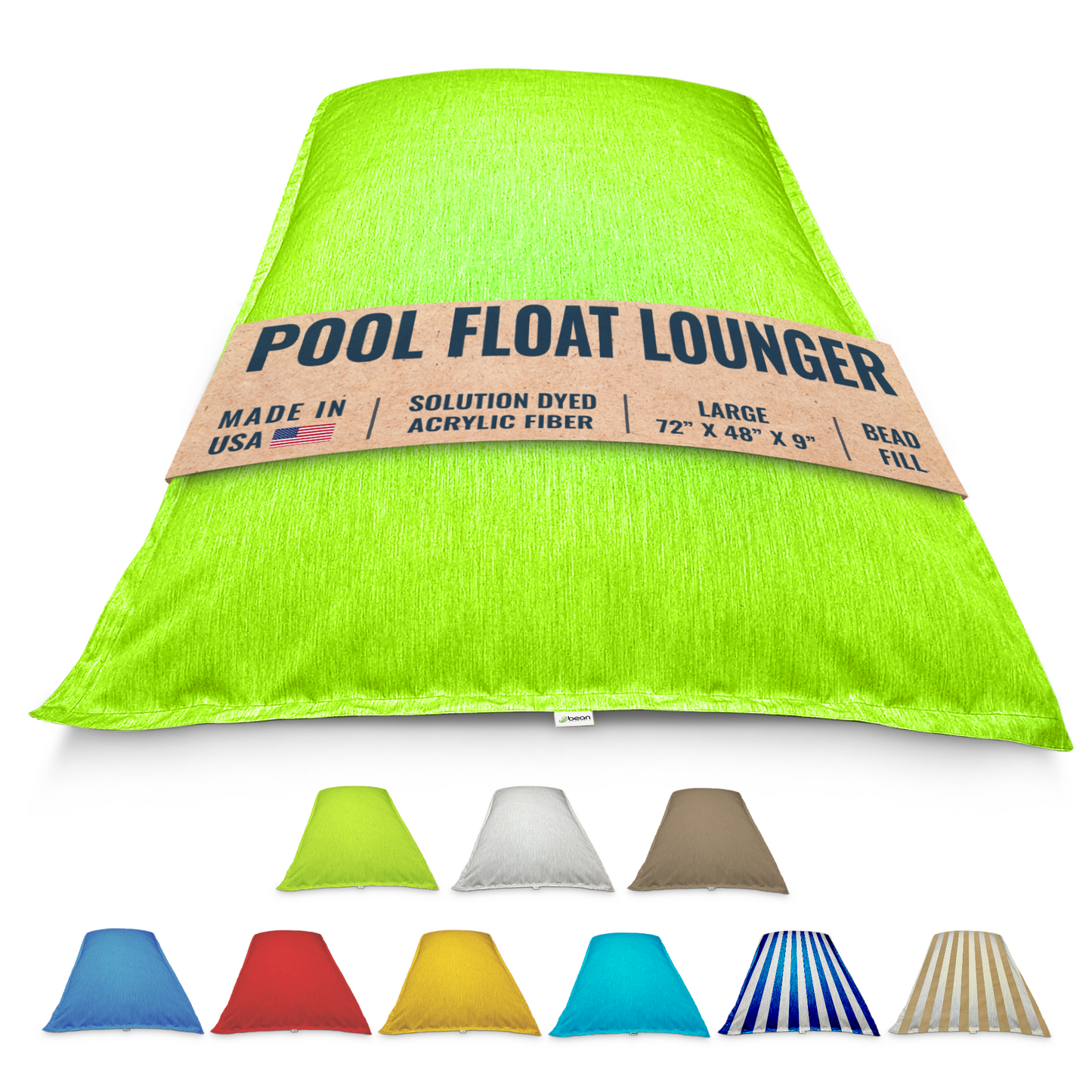 Pool Float Bean Bag Lounger - Extra Large No Air Inflation needed, Made in USA