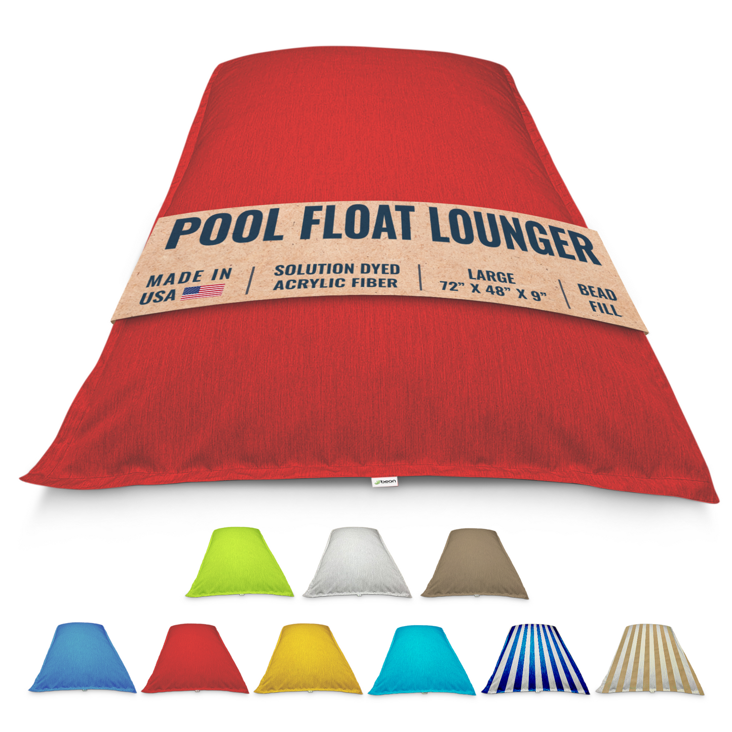 Pool Float Bean Bag Lounger - Extra Large No Air Inflation needed, Made in USA