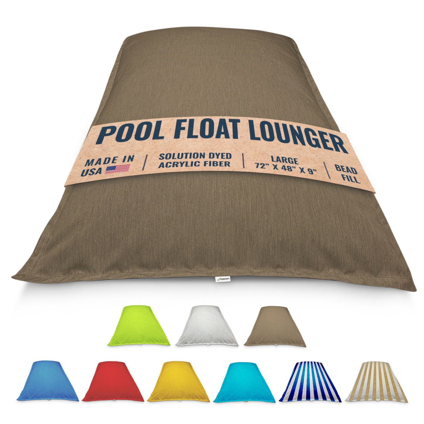 Pool Float Bean Bag Lounger - Extra Large No Air Inflation needed, Made in USA
