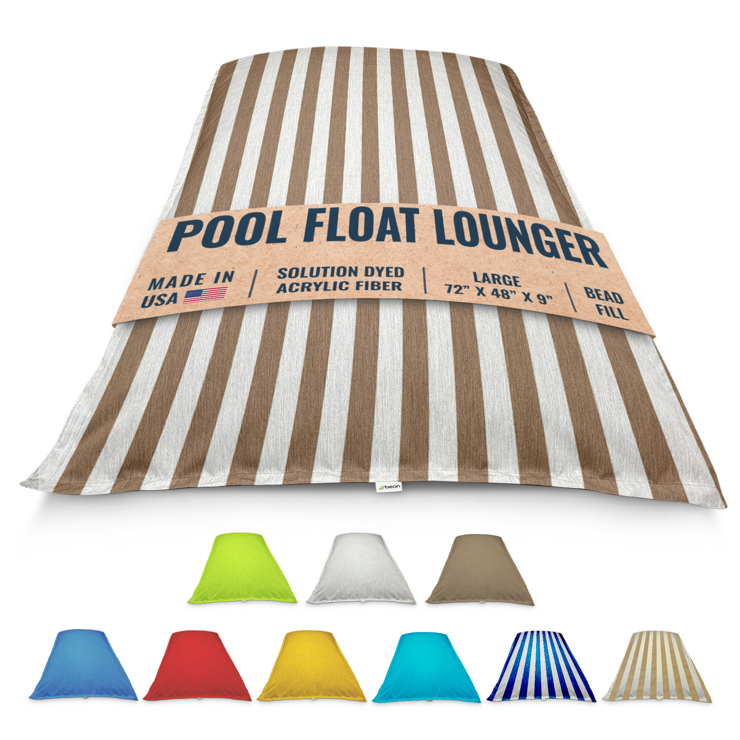 Pool Float Bean Bag Lounger - Extra Large No Air Inflation needed, Made in USA