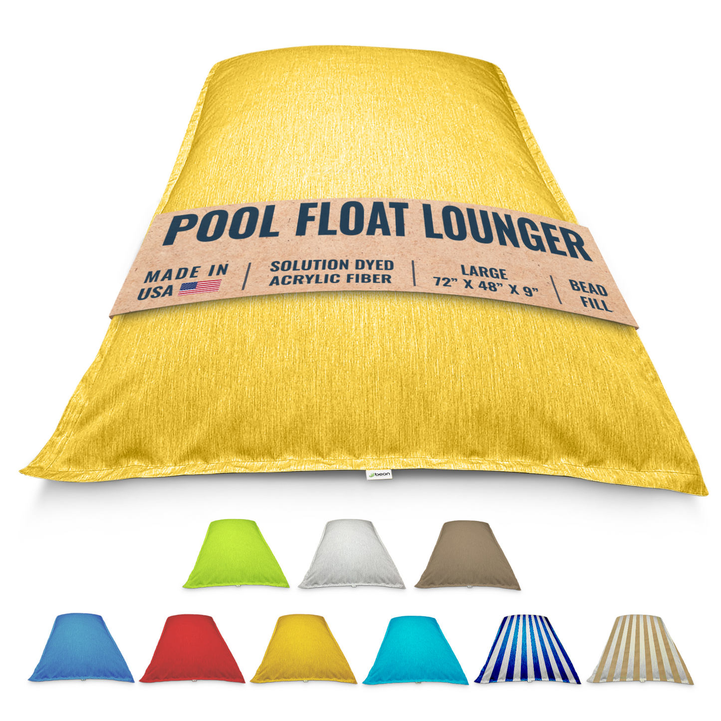 Pool Float Bean Bag Lounger - Extra Large No Air Inflation needed, Made in USA