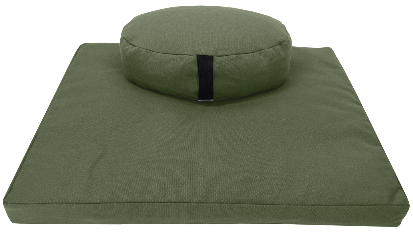 Hemp Meditation Cushion Set Zafu and Zabuton - Hemp fabric, Organic Buckwheat Hulls