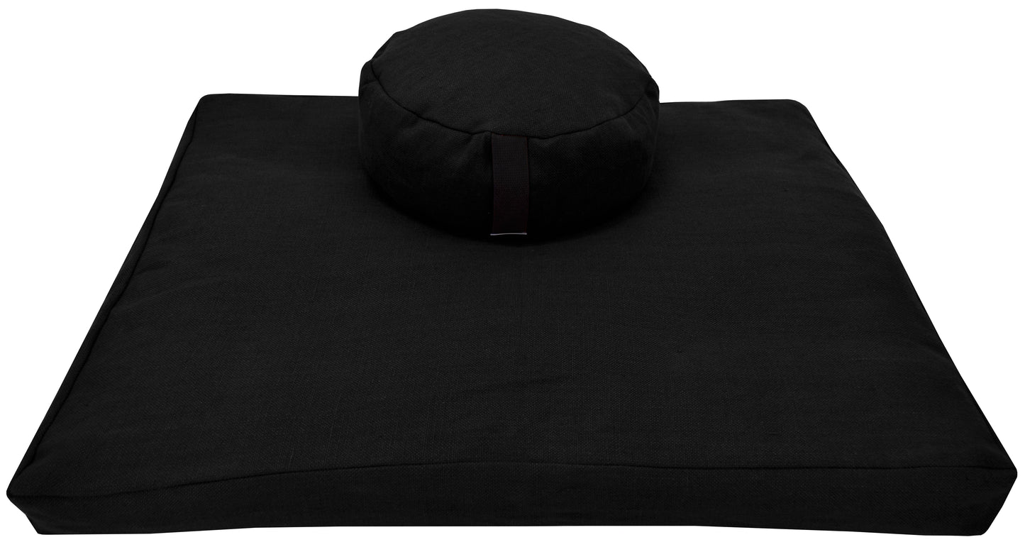 Hemp Meditation Cushion Set Zafu and Zabuton - Hemp fabric, Organic Buckwheat Hulls