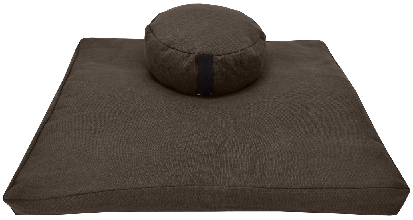 Hemp Meditation Cushion Set Zafu and Zabuton - Hemp fabric, Organic Buckwheat Hulls