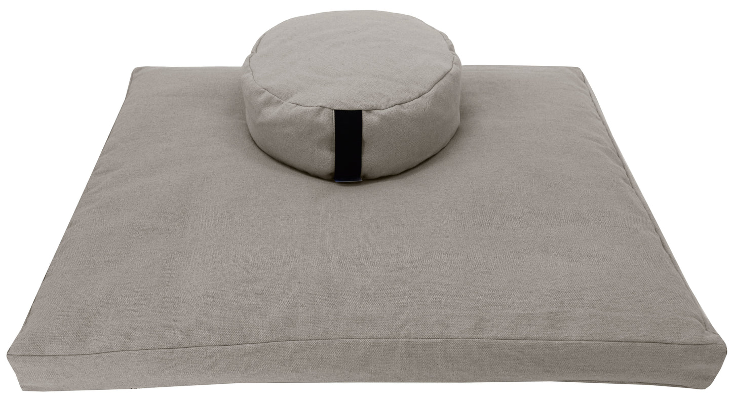 Hemp Meditation Cushion Set Zafu and Zabuton - Hemp fabric, Organic Buckwheat Hulls