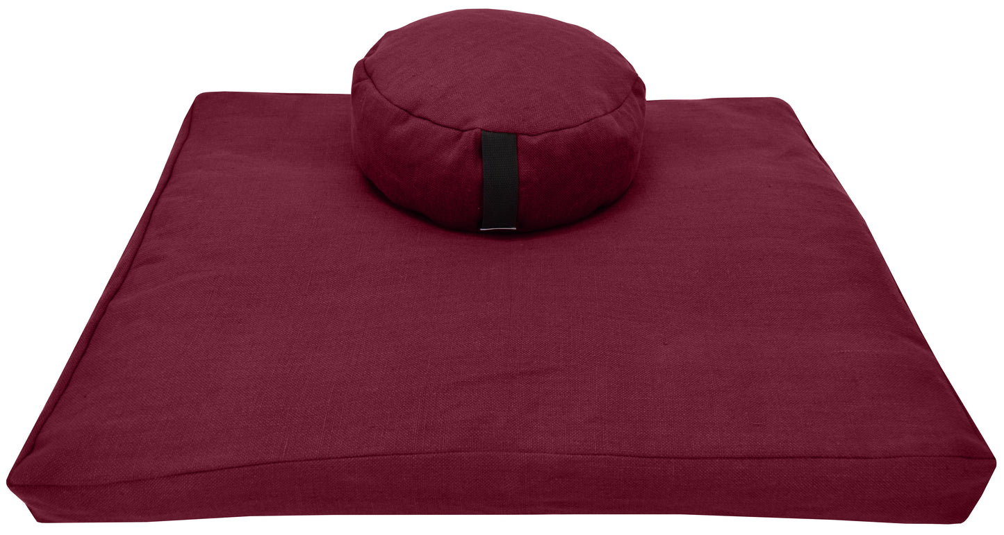 Hemp Meditation Cushion Set Zafu and Zabuton - Hemp fabric, Organic Buckwheat Hulls