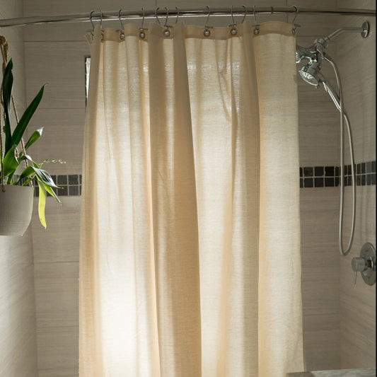 Cotton Shower Curtain – White or Natural, Bath, Tub + Stall Sizes