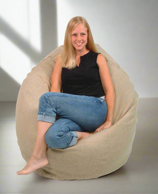 Hemp Bean Bag Chair Lounger - Adult & Teen size Traditional Classic 6 panel beanbag remove wash Eco Friendly Organic 18 oz. Hemp Fabric Comfy Bean - MADE IN USA