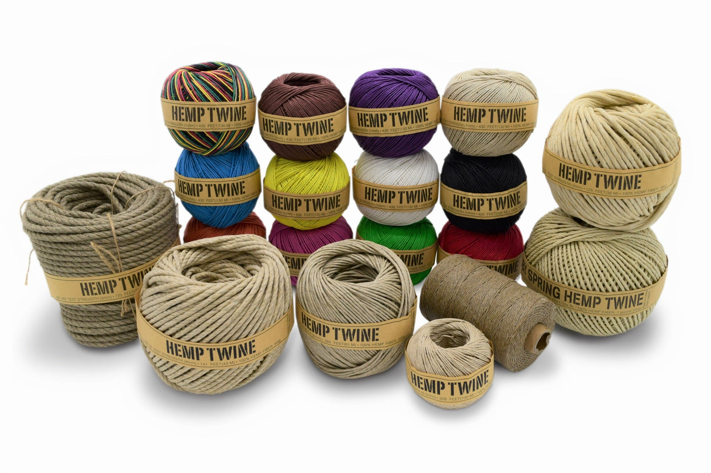 Hemp Twine, Cord Rope Gardening Crafting Cooking Jewelry Decor assorted sizes and colors and beeswax waxed