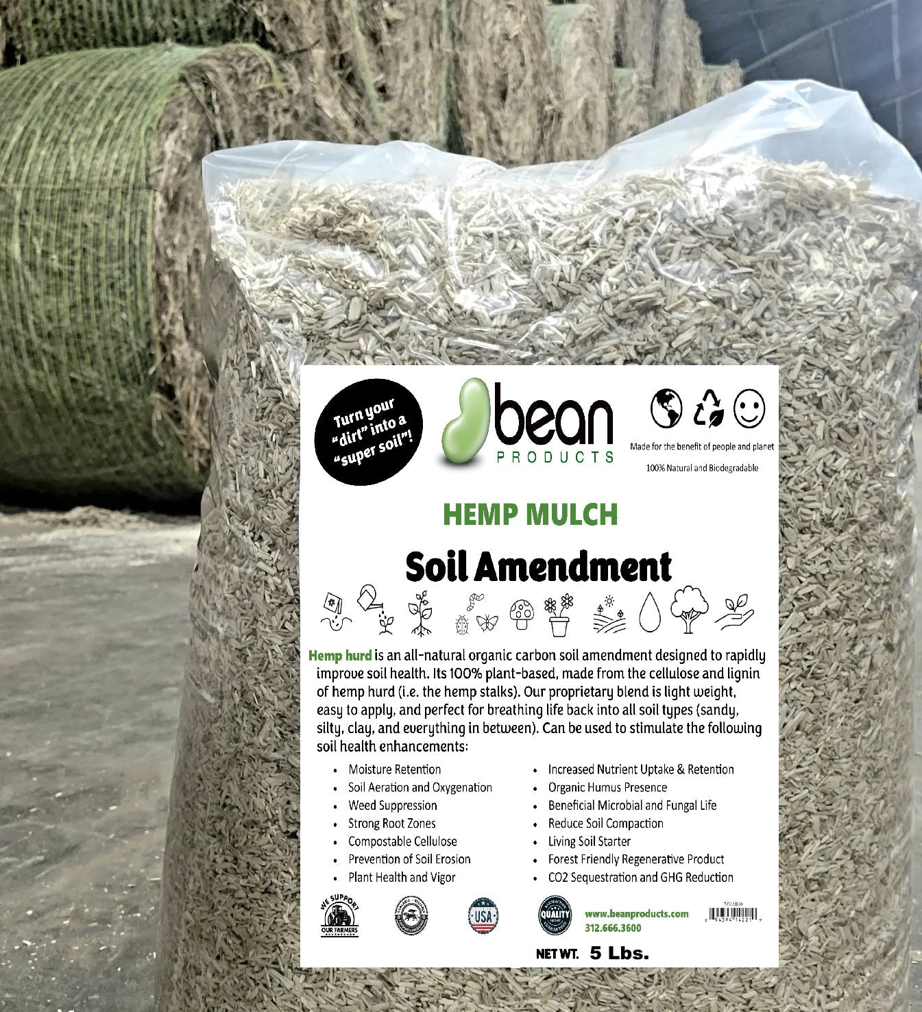 Hemp Mulch Hurd for Organic Gardening and Soil Health