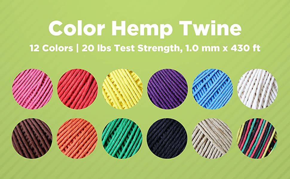 Hemp Twine, Cord Rope Gardening Crafting Cooking Jewelry Decor assorted sizes and colors and beeswax waxed