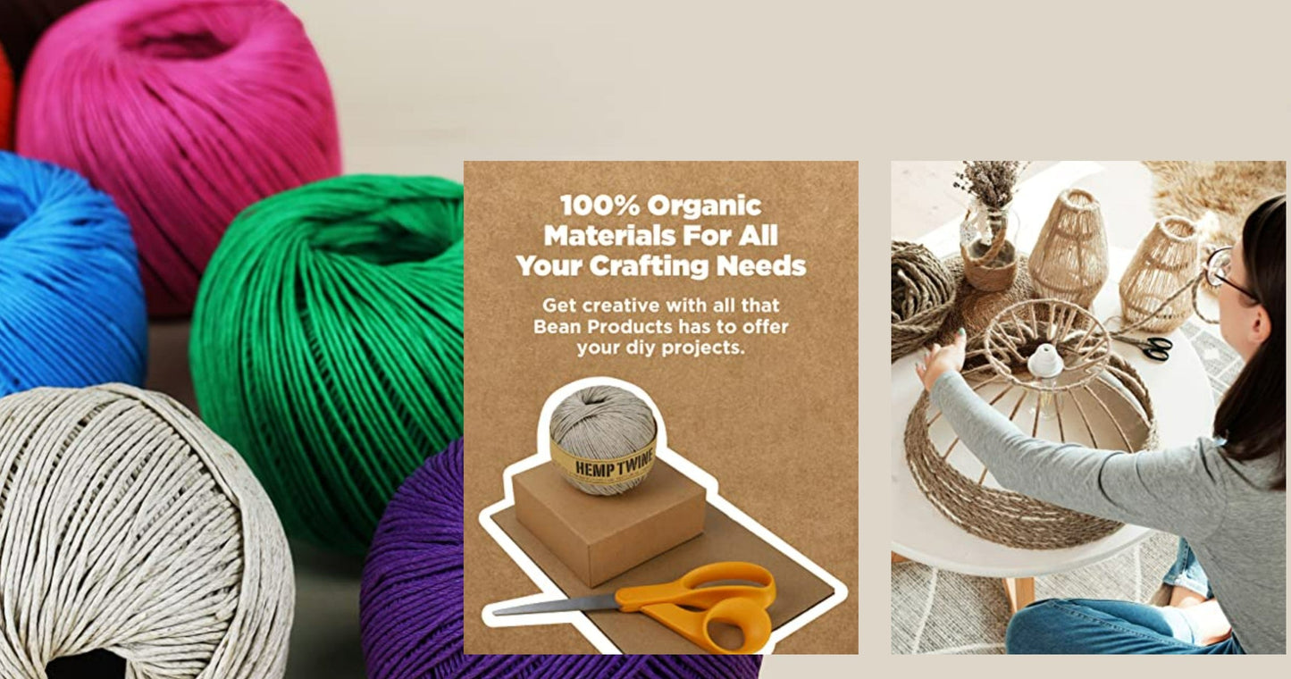 Hemp Twine, Cord Rope Gardening Crafting Cooking Jewelry Decor assorted sizes and colors and beeswax waxed