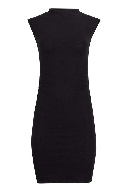 Kara Cotton Mock Neck Ruched Mini Dress