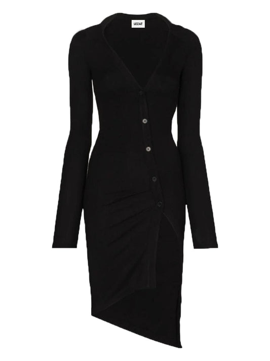 Lizzie Long Sleeve Ribbed Button Dress