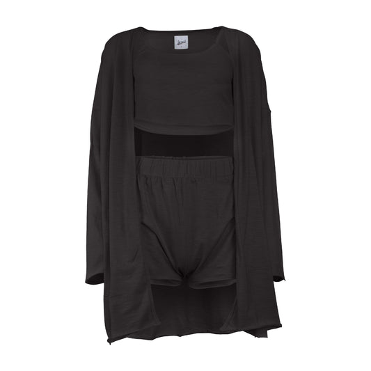 Kora Cotton 3-Piece Lounge Set - Black