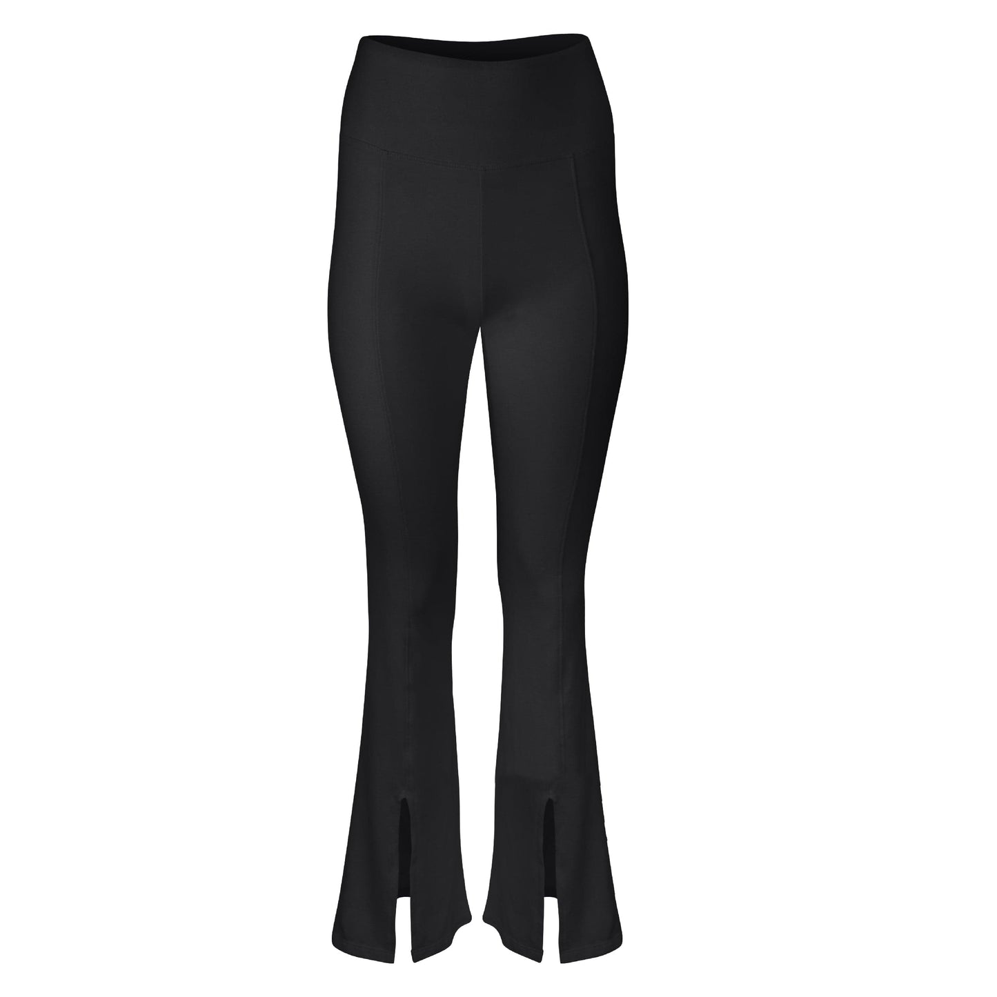 Dana Cotton Split Front Hem Pant - Black