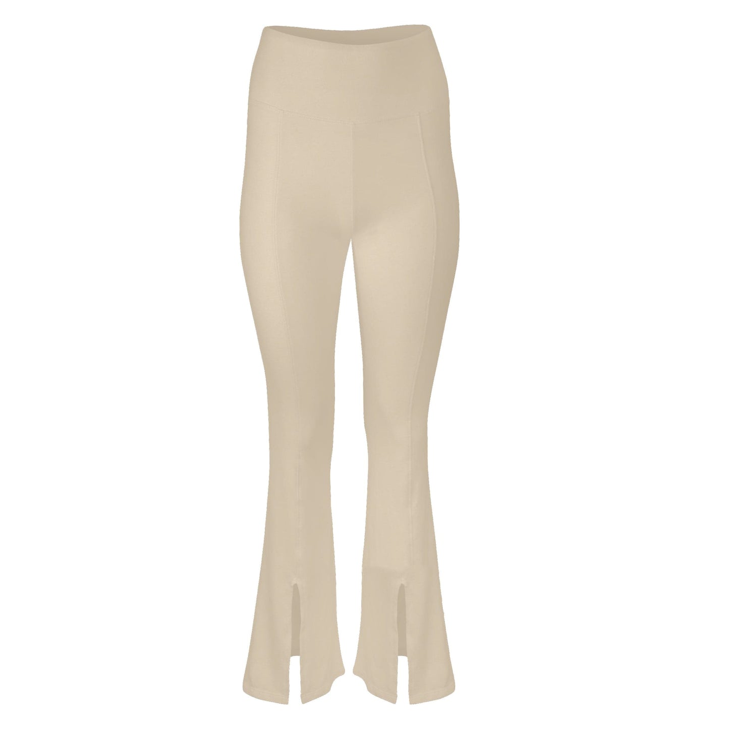 Dana Cotton Split Front Hem Pant - Latte