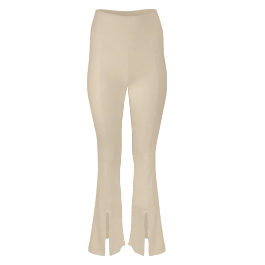 Dana Cotton Split Front Hem Pant - Latte